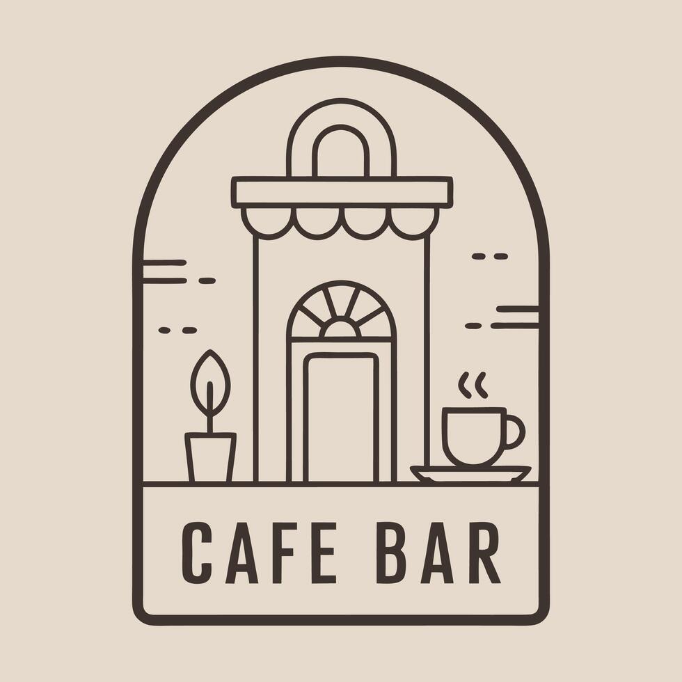 Logo cafe bar monoline vintage for business identity vector