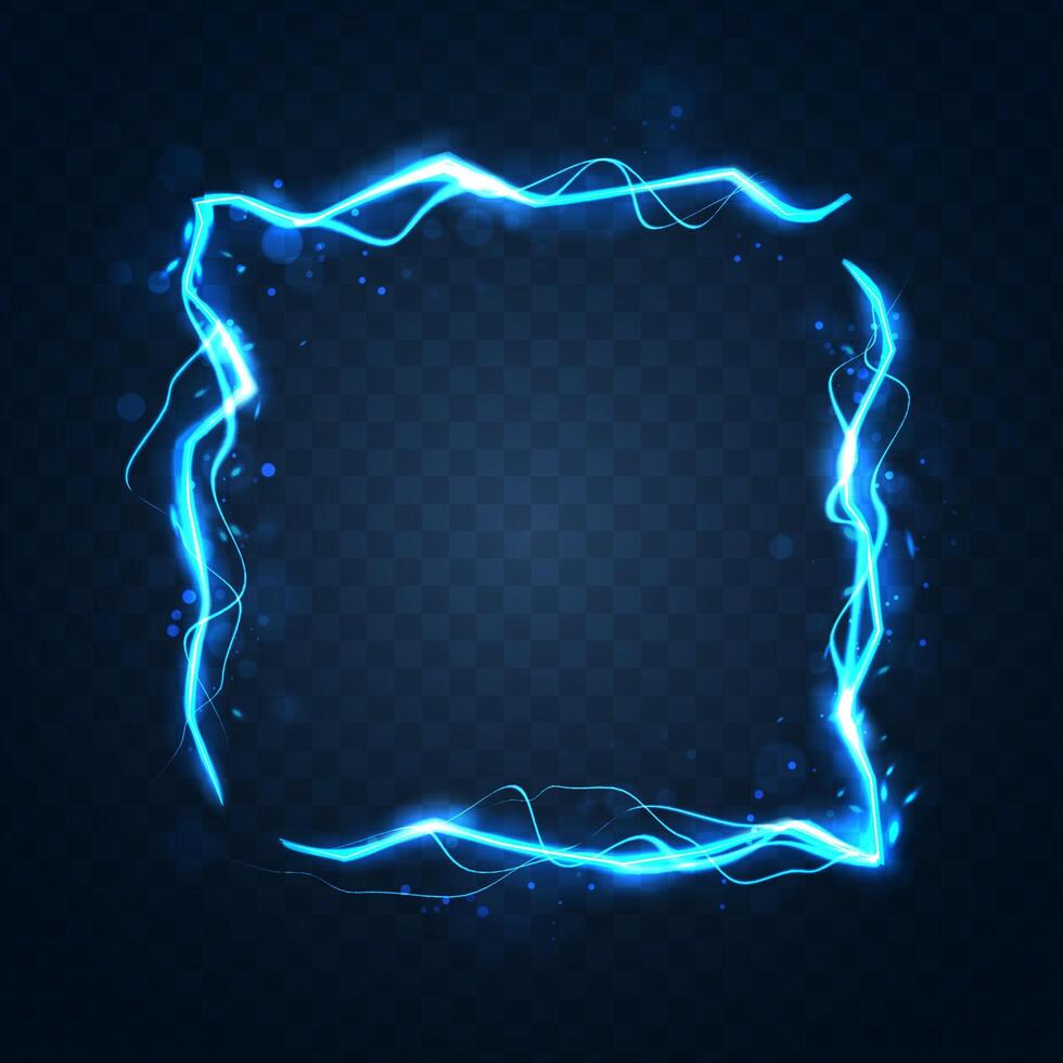 Abstract sci-fi background. Thunder lightning frame on dark blue background. vector
