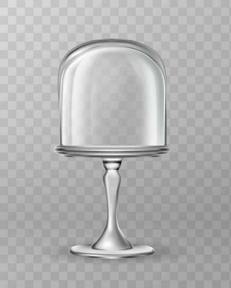 3d realistic icon illustration. glass cloche. Cake stand. Isolated on transparent background. vector