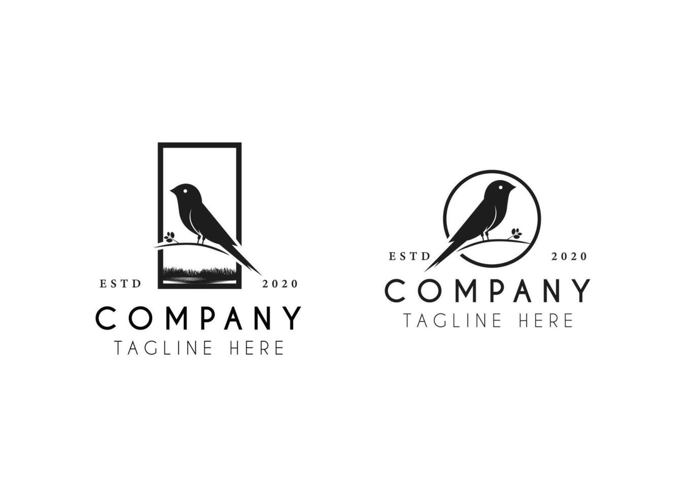 Flying bird logo design, silhouette of black bird logo design vector