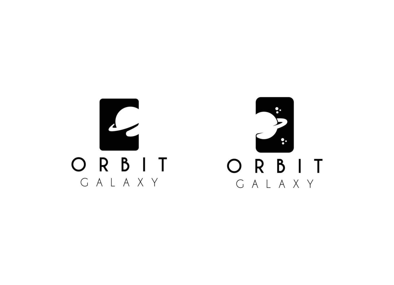 Planet orbit galaxy logo design vector
