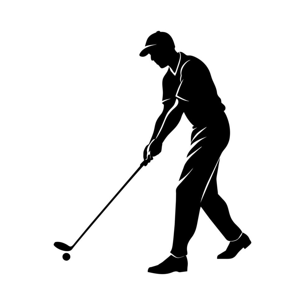 Silhouette of a Golfer Swinging a Club vector