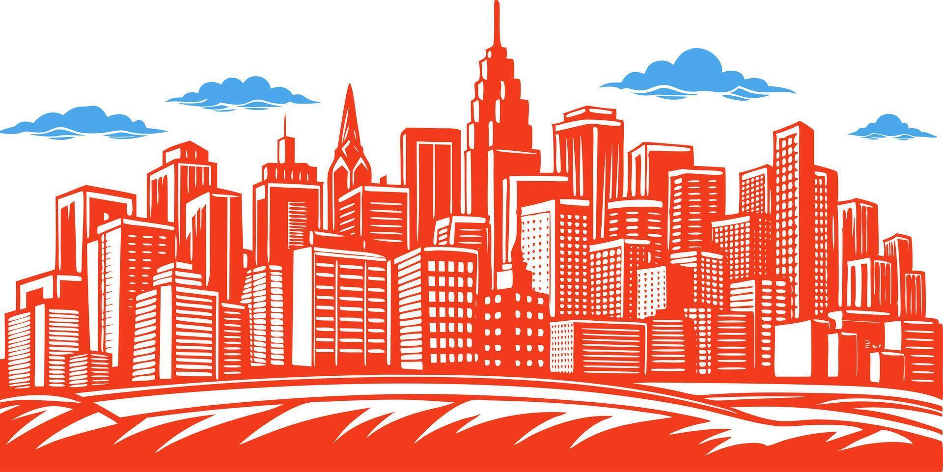 Urban Landscape Silhouette With City Skyline vector