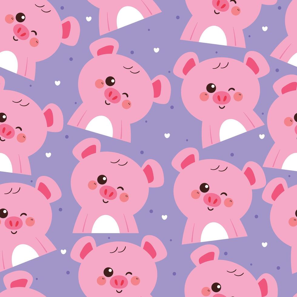 seamless pattern cartoon pig. cute animal wallpaper for fabric print, gift wrap paper vector