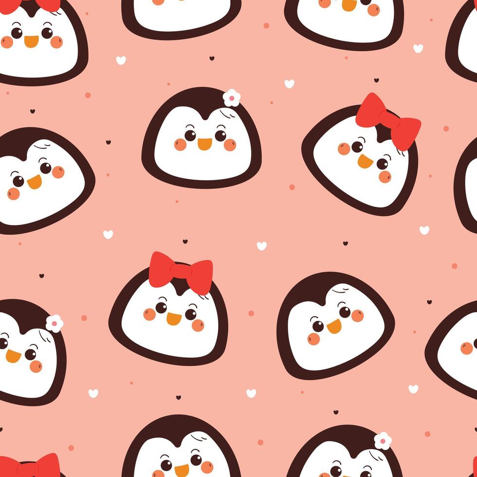 seamless pattern cartoon penguin. cute animal wallpaper for fabric print, gift wrap paper vector
