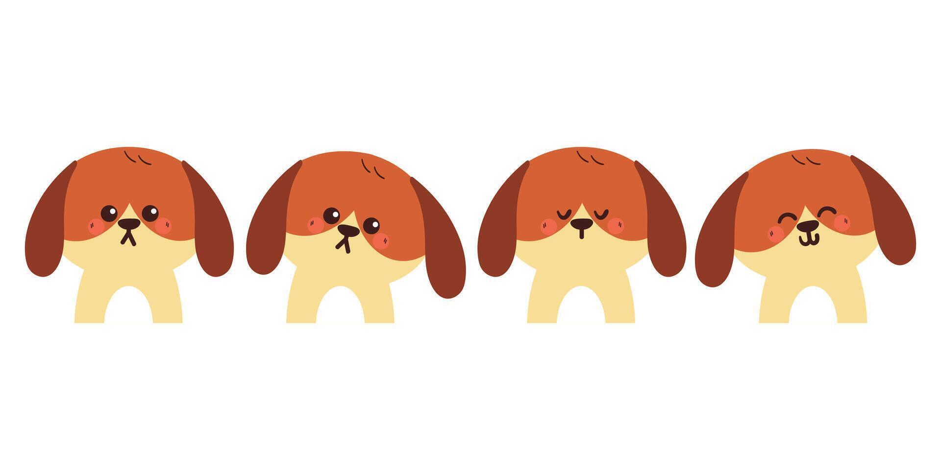 hand drawing cartoon puppy sticker set. cute animal drawing, doodle set vector