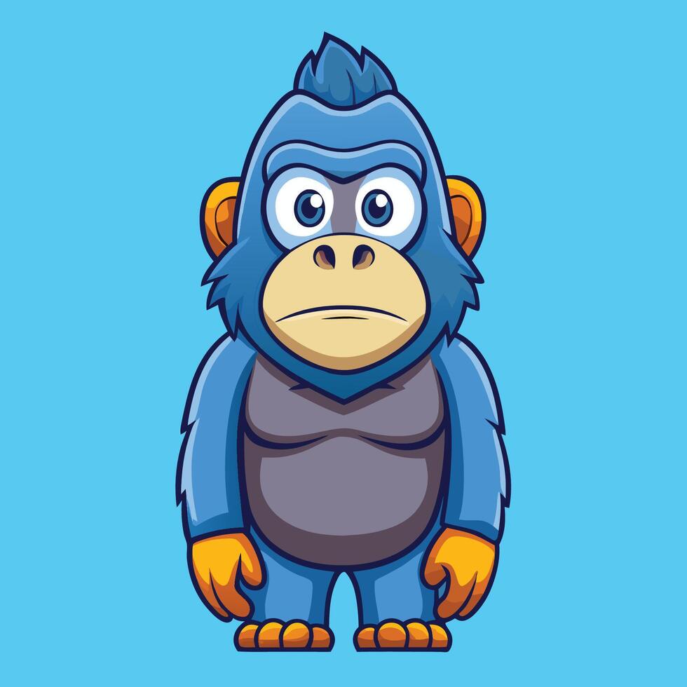 Confused and Puzzled Gorilla Cartoon Illustration with Cute Expression vector