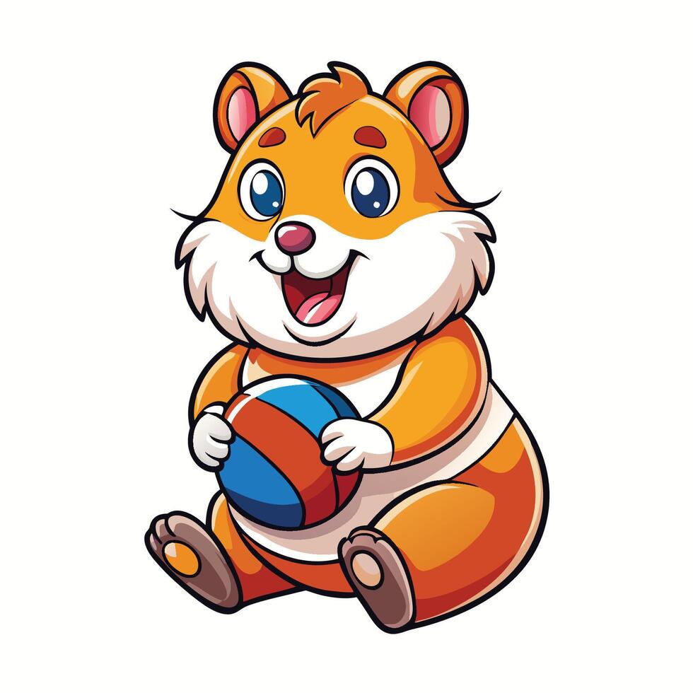Cute Hamster Having a Ball Time in an Adorable Icon Illustration vector