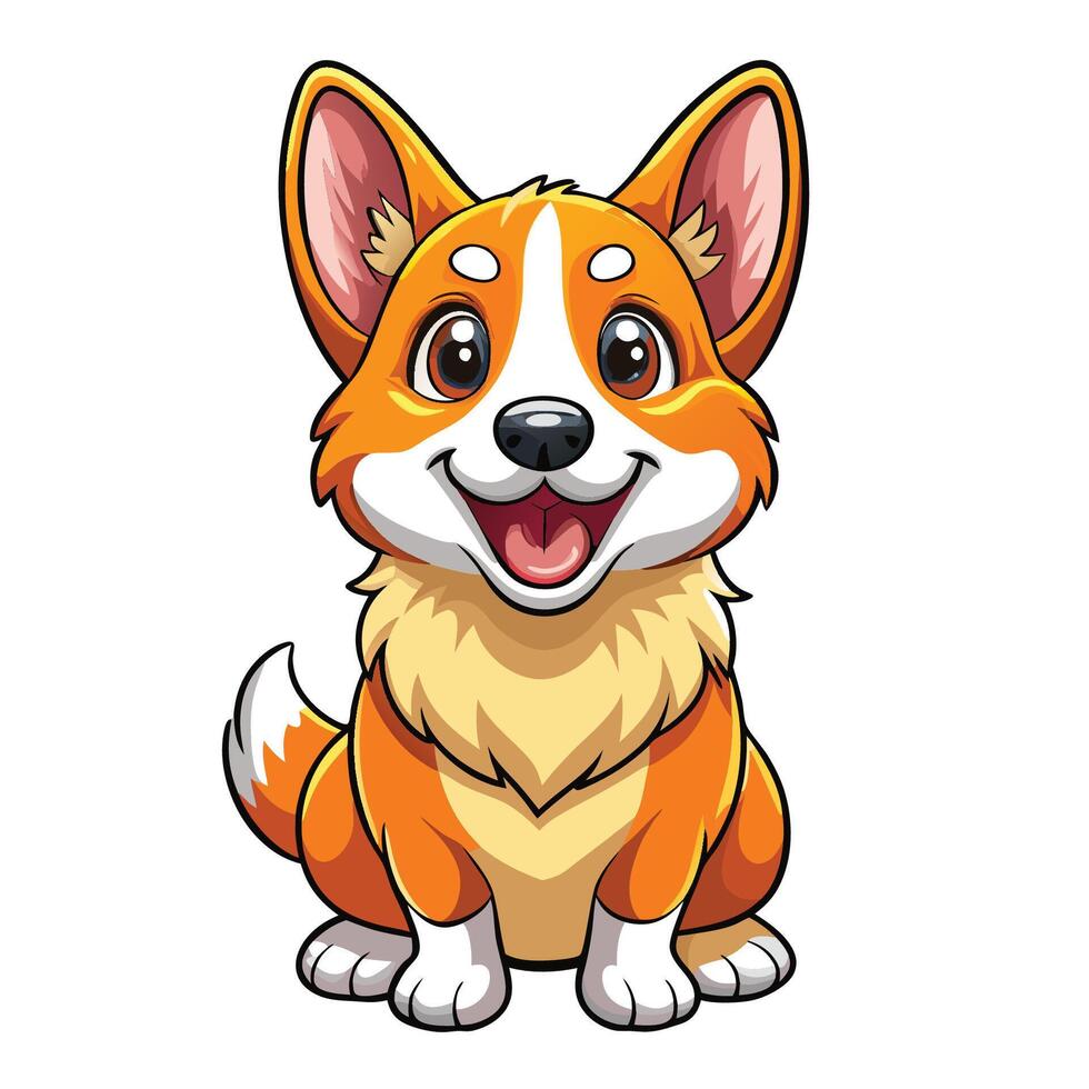Adorable Corgi Mascot Icon A Smiling Corgi with an Infectious Grin vector