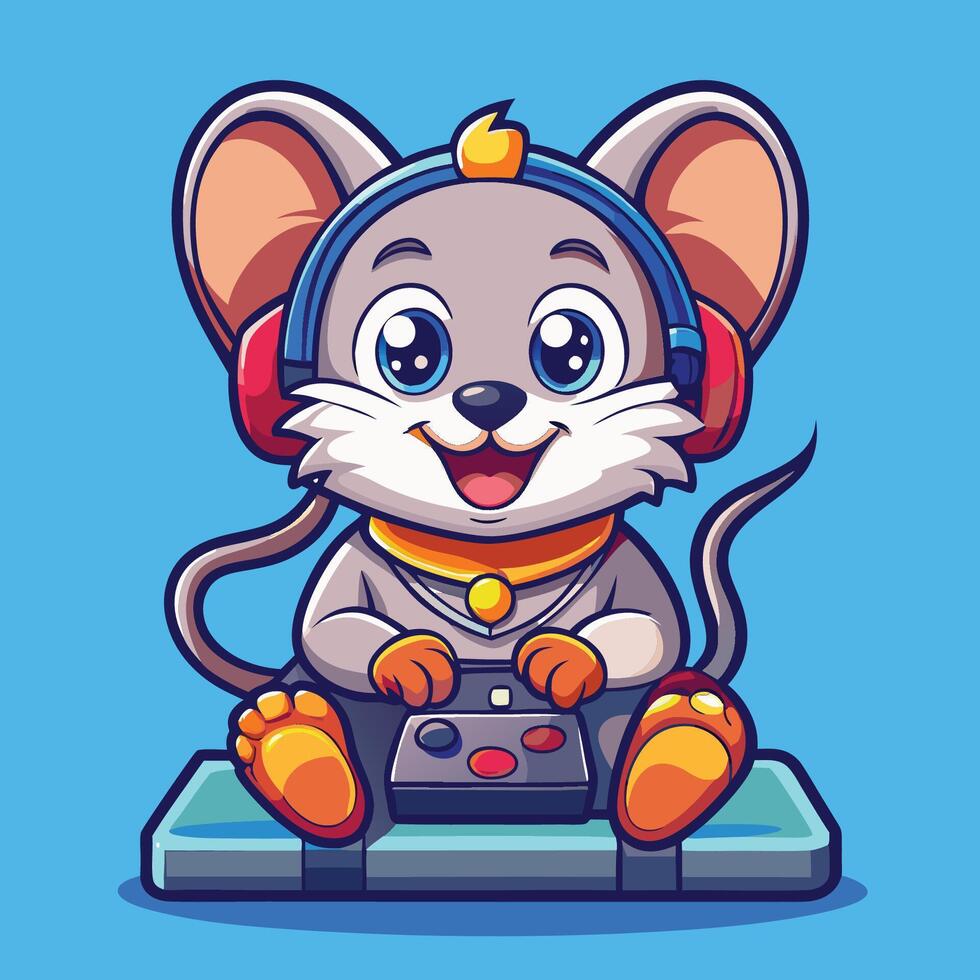 Adorable Cute Mouse Cartoon Icon for Gaming and Streaming vector