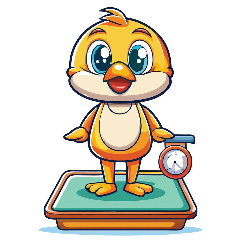 Hilarious Cartoon Depicts Shocked Duck Discovering Its Weight vector