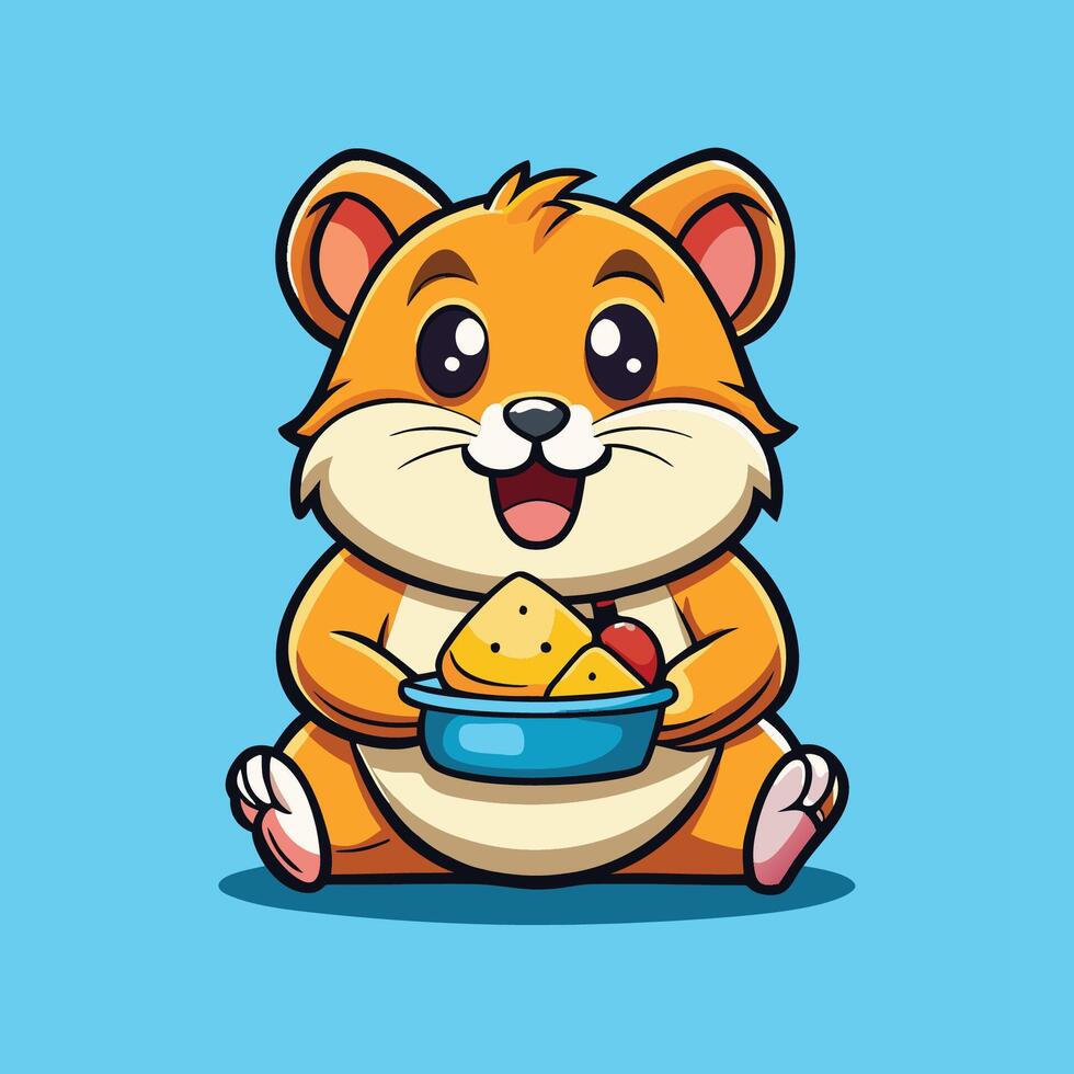 Adorable Hamster Munching on a Treat with Delight Illustrated Icon vector