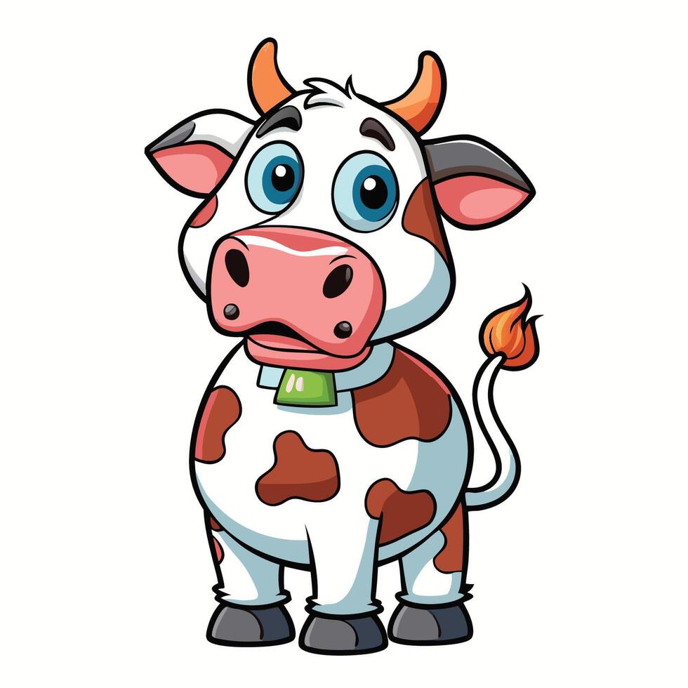 Puzzled Cow with Cartoonish Expression and Thought Bubble vector