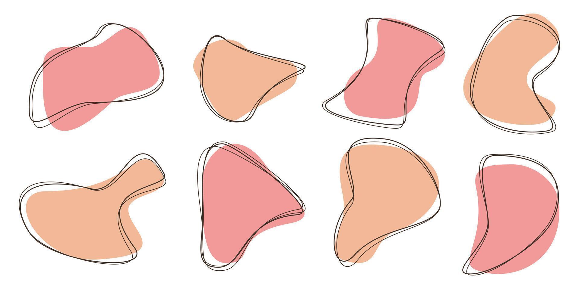 Modern liquid irregular blob shape abstract element with line. Random blotch, organic blob shape, stone silhouette, Ink stain. flat style design fluid vector