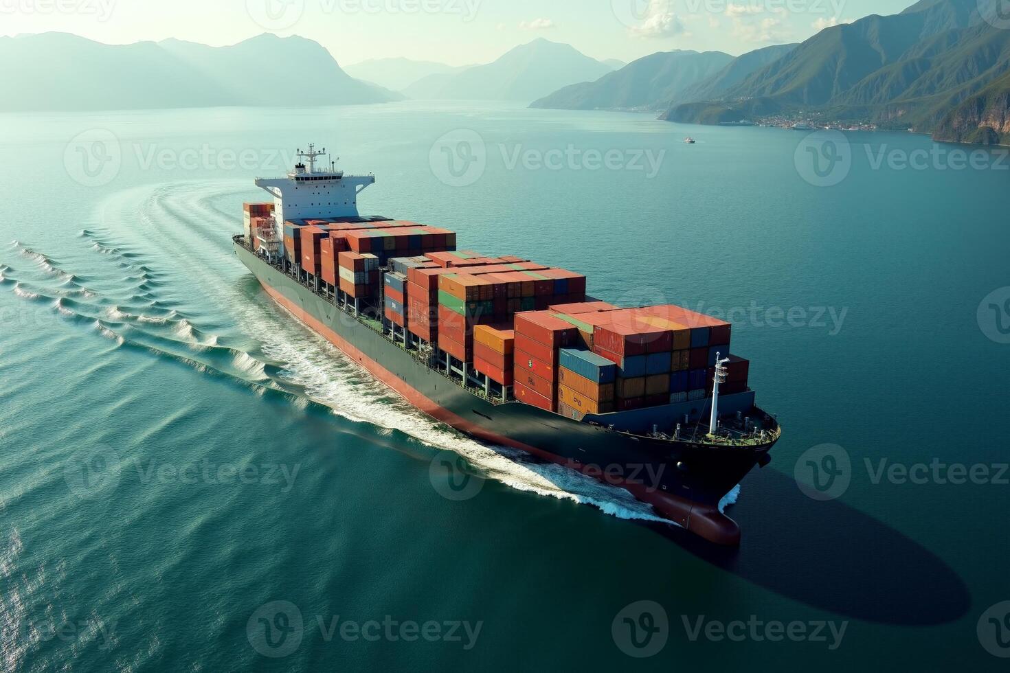photo of transport large container ship on sea,