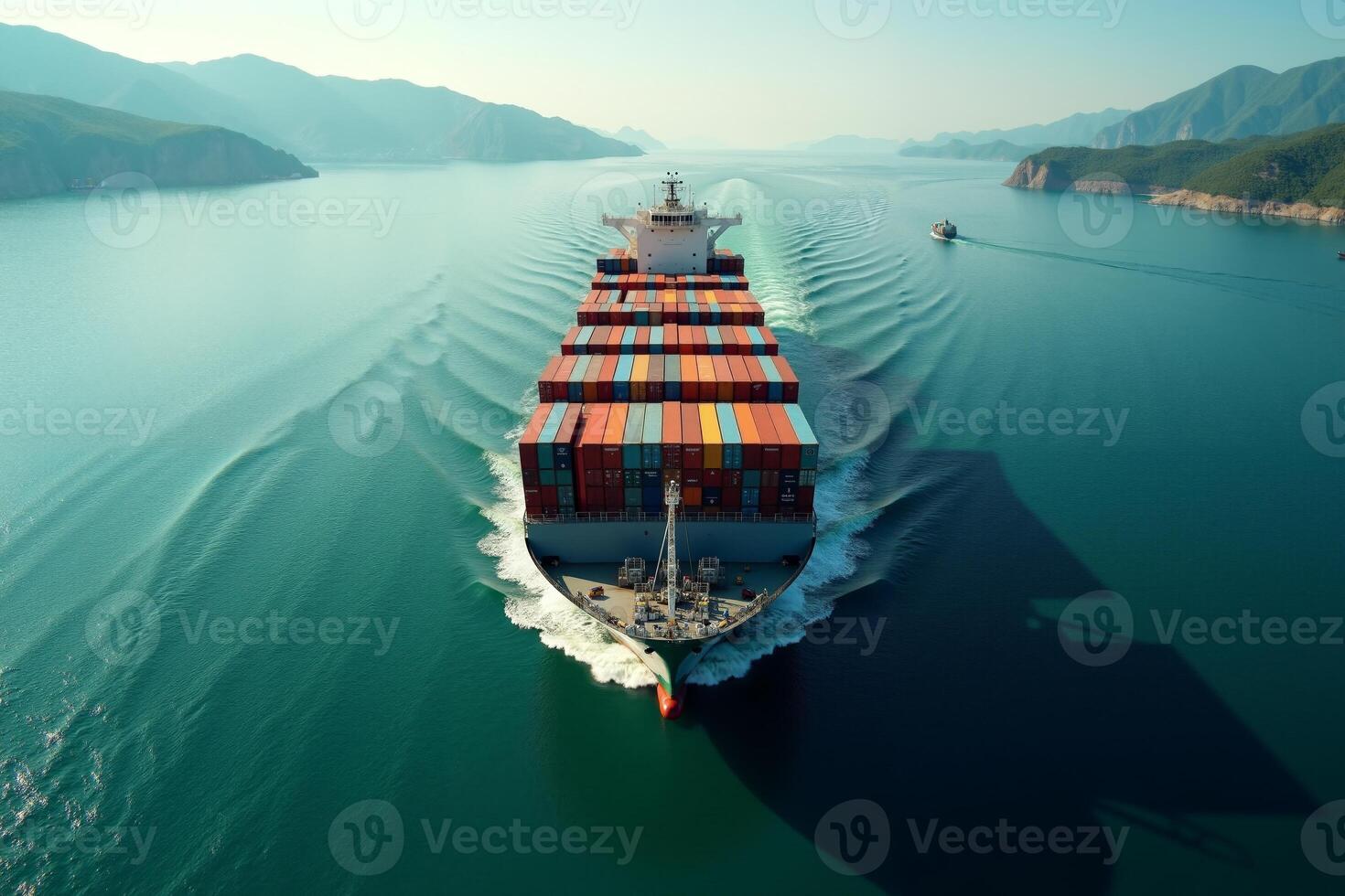 photo of transport large container ship on sea,