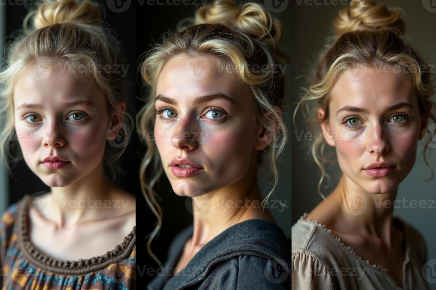 photo of woman in different old age,