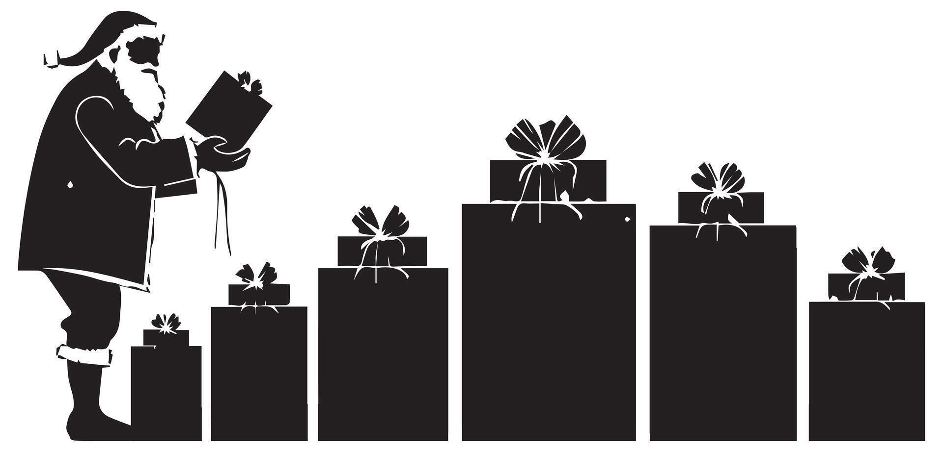 Silhouette of santa claus with a gifts Royalty vector
