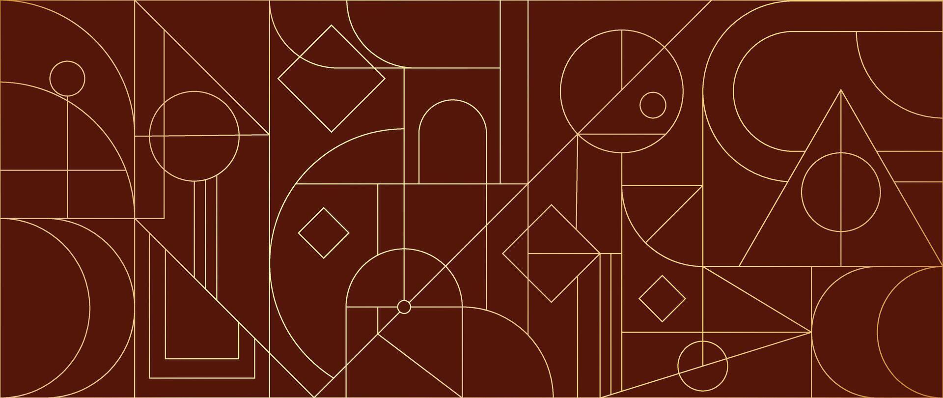 Luxury gold mono line on red background . Abstract geometric frame and elegant art deco with delicate. Illustration design for invitation, banner, vip, interior, decoration. vector