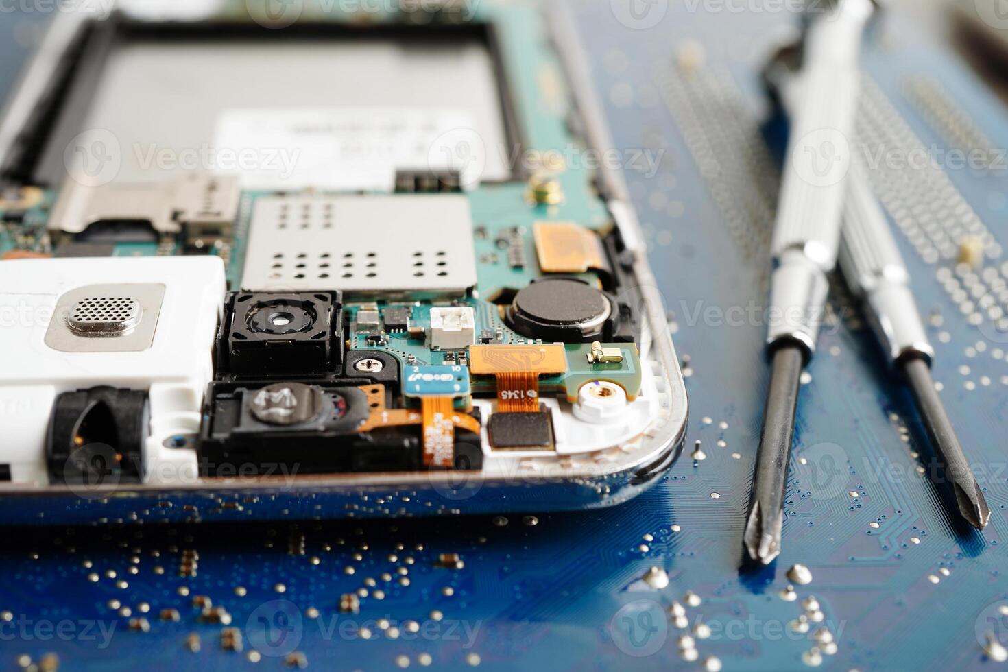 Repairing and upgrade circuit mainboard of notebook, electronic, computer hardware and technology. photo