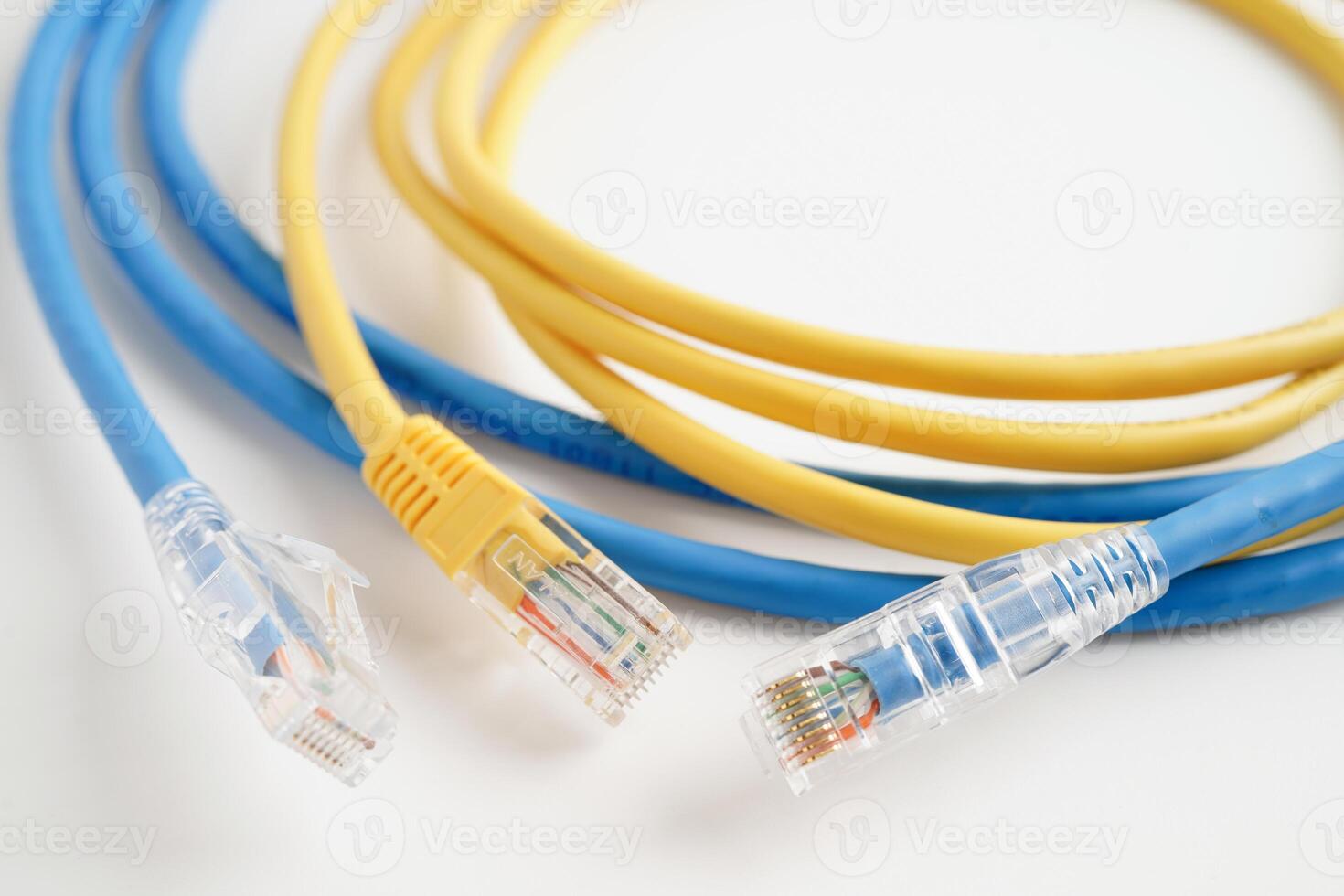 Ethernet cable for connect to wireless router link to internet service provider network. photo
