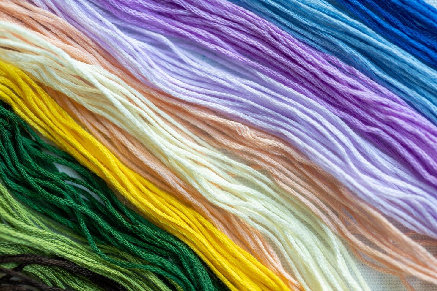beautiful bright multi-colored threads for hand embroidery and knitting, hobbies and handwork photo
