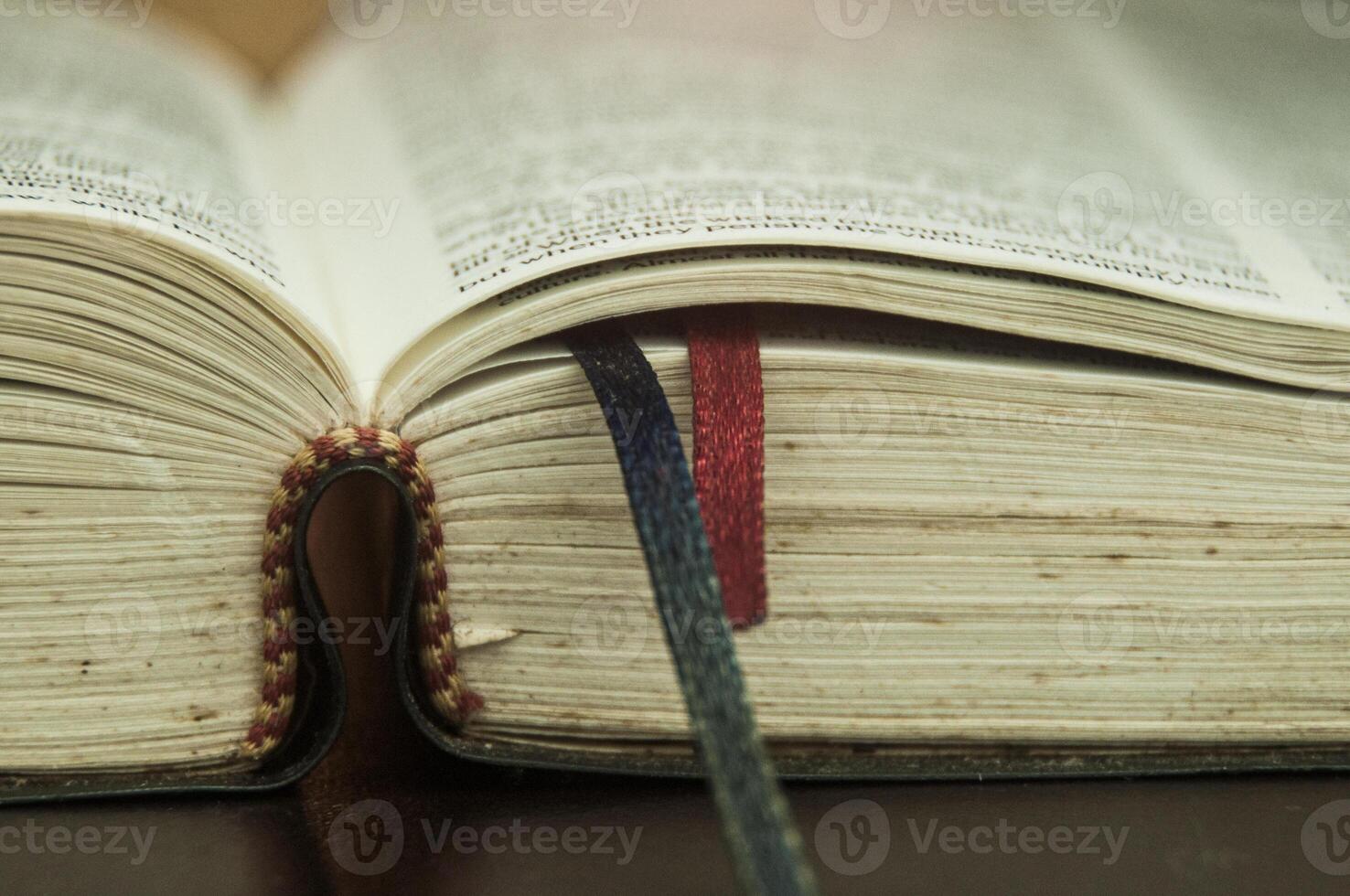 Close up of an old Bible. Christianity and Religious concept photo