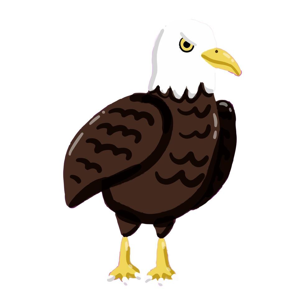 image of a cute, colorful eagle. This illustration showcases the intricate features of an eagle's anatomy. Perfect for educational materials and animal-themed projects. Isolated image. vector