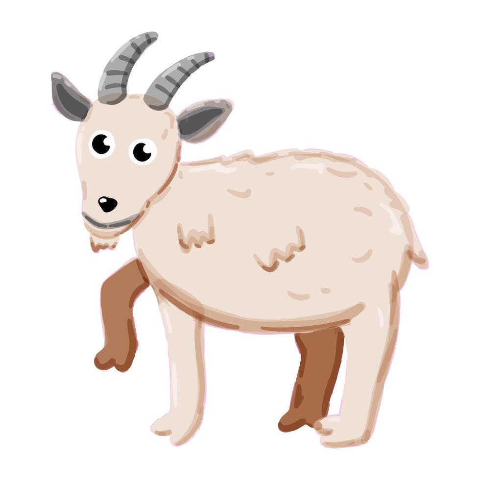 image of a cute, colorful Goat. This illustration showcases the intricate features of an goat's anatomy. Perfect for educational materials and animal-themed projects. Isolated image. vector