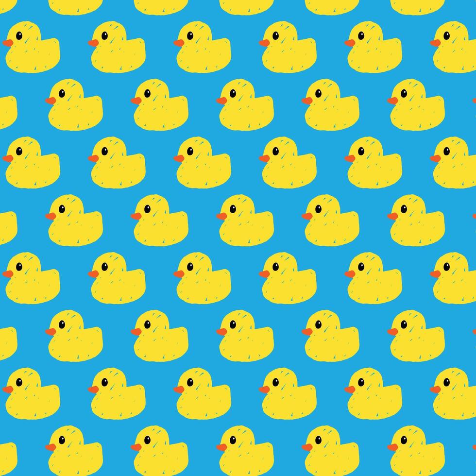 Cute pattern featuring yellow rubber ducks on a vibrant blue background. Perfect for baby products, playful fabric designs, wallpaper, and wrapping paper. Cute image and colorful image vector