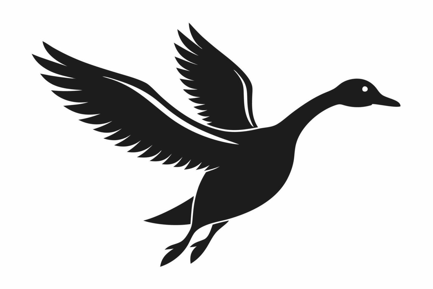 duck on fly motion silhouette art illustration vector