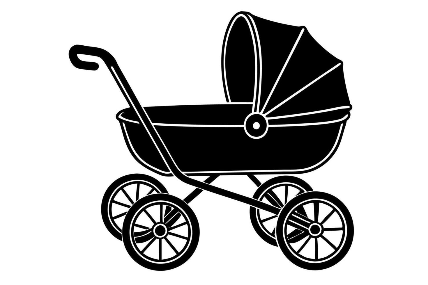 Baby Pram silhouette art illustration vector