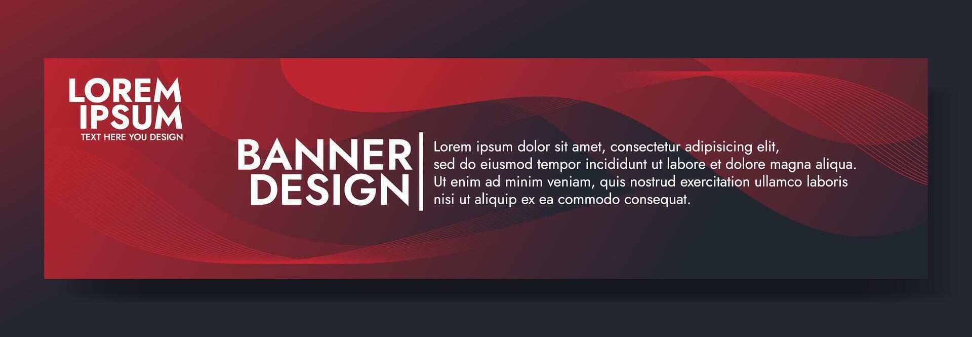 Abstract Dark Red banner template with Wavy Shapes vector
