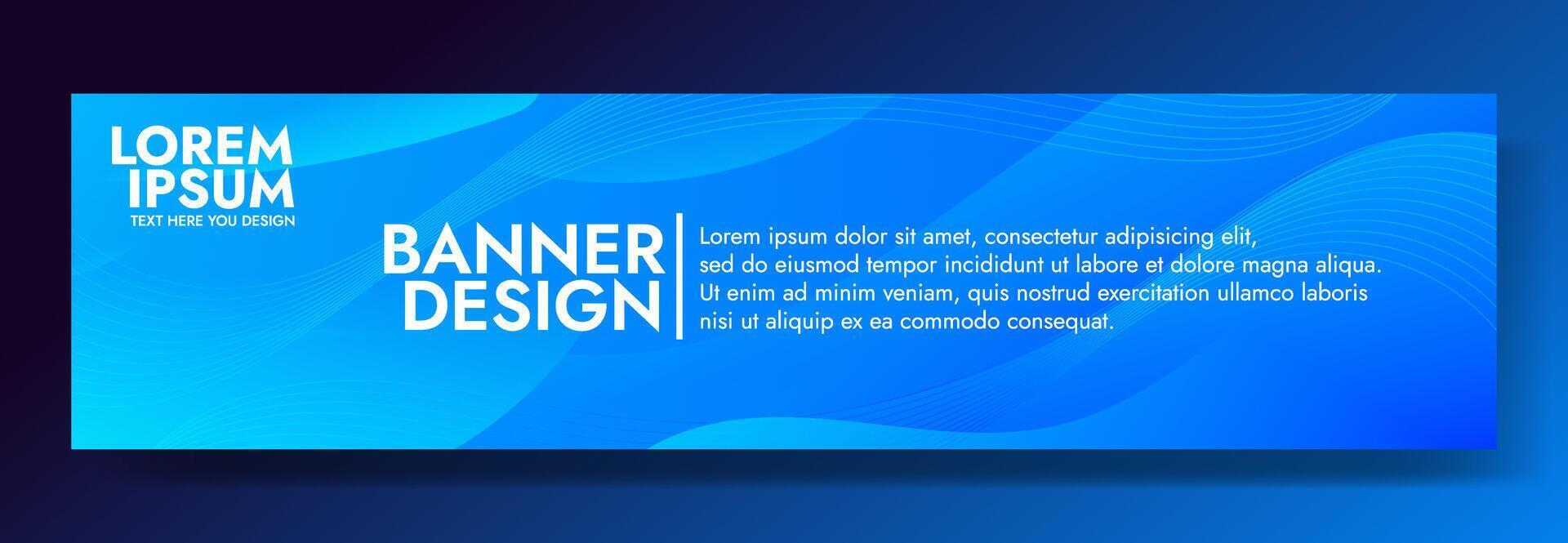 Abstract Blue banner template with Wavy Shapes vector