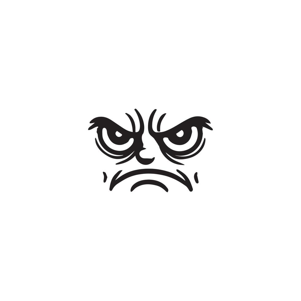 Retro Cartoon Face Clipart, Facial Expression Outline Design - Retro Cartoon Face illustration in black and white vector