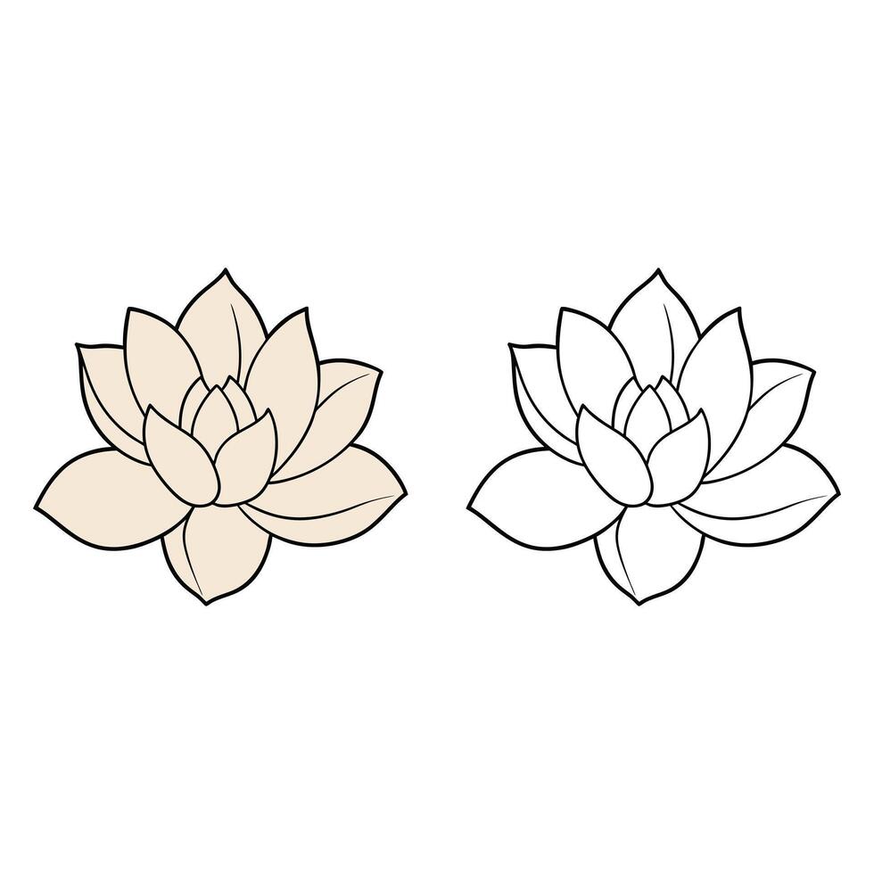 Flower Outline Design - Floral Clipart - Magnolia flower illustration in black and white vector