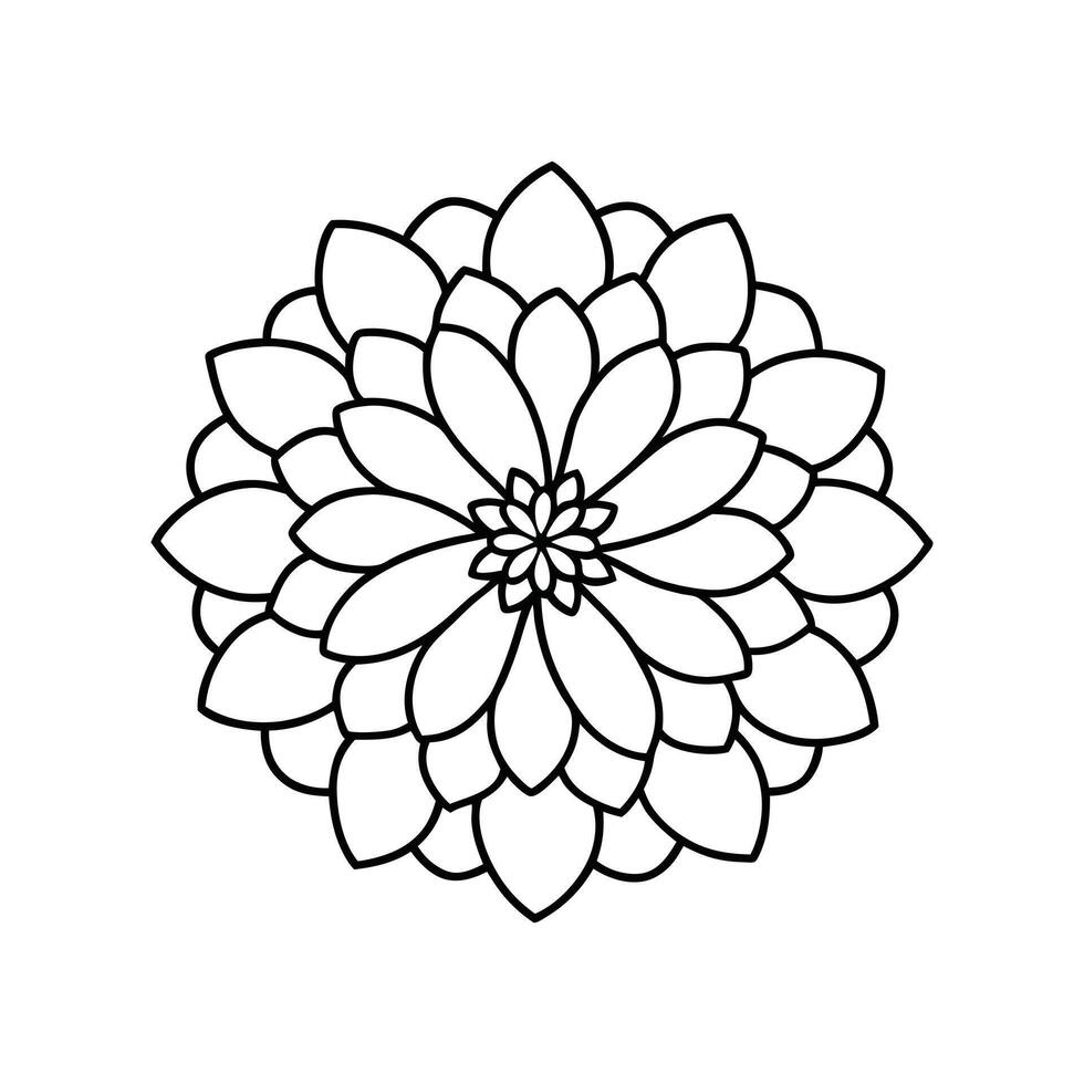 Flower Outline Design - Floral Clipart - Zinnia Flower Illustration in black and white vector