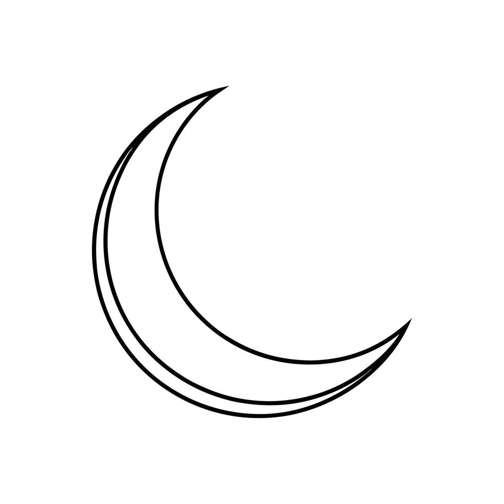 Outer Space Outline Design, Space Clipart - Crescent Moon Illustration in black and white vector