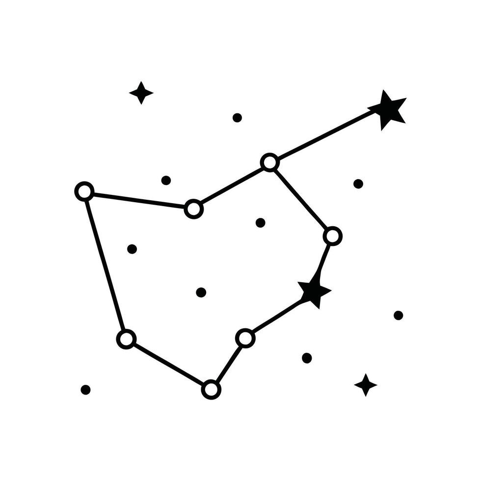 Outer Space Outline Design, Space Clipart - Onstellations Connect The Dots Style Illustration in black and white vector