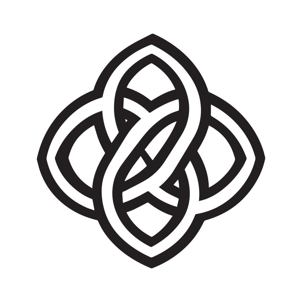 Celtic Tree of Life Clipart, Celtic Tree Silhouette - Celtic Trinity Shield knot illustration in black and white vector