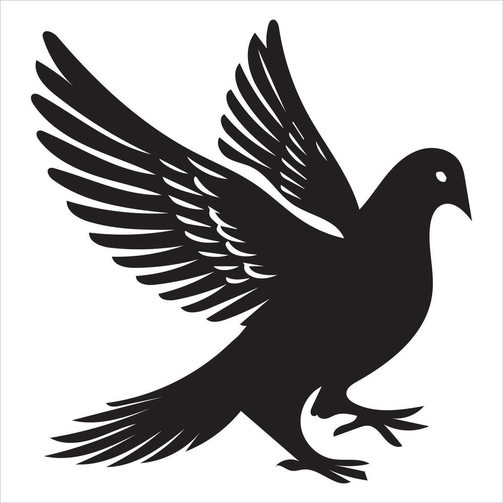 Mourning Dove Silhouette - Zenaida macroura Clipart - Mourning Dove standing Illustration in black and white vector