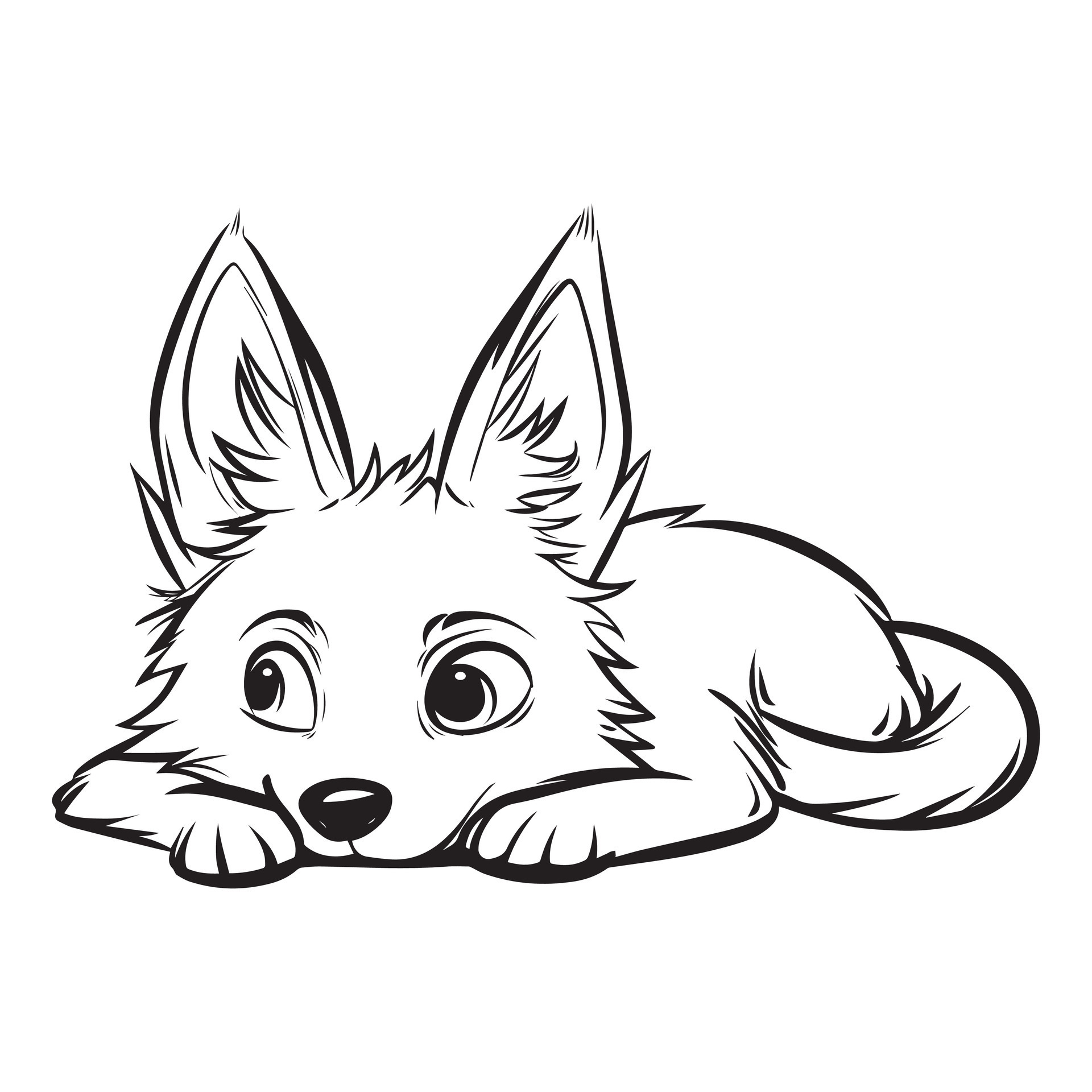 Jackal Outline Design, Jackal Clipart, A Jackal sitting and looking ...