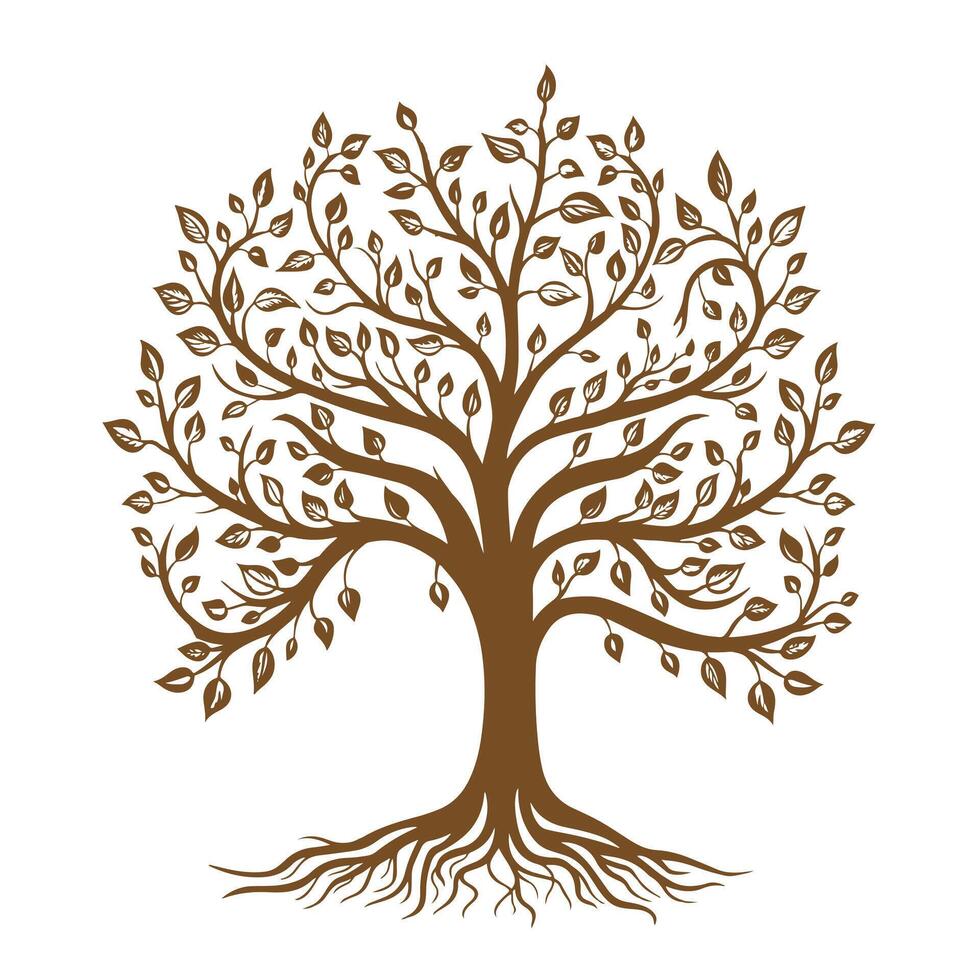 Tree Branch isolated, Tree Clipart, Tree logo, Tree with root illustration vector