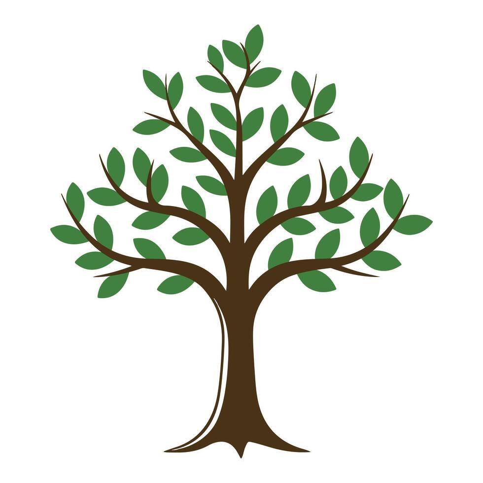 Tree With Greem Leaf isolated, Tree Clipart, Tree logo, Tree with root illustration vector