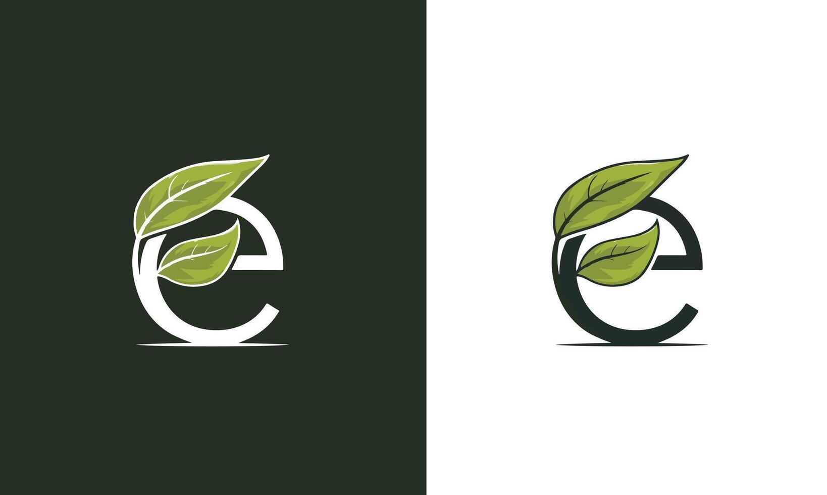 Letter E with leaf logo template. Suitable for business, natural and flat style logo design concept. pro vector