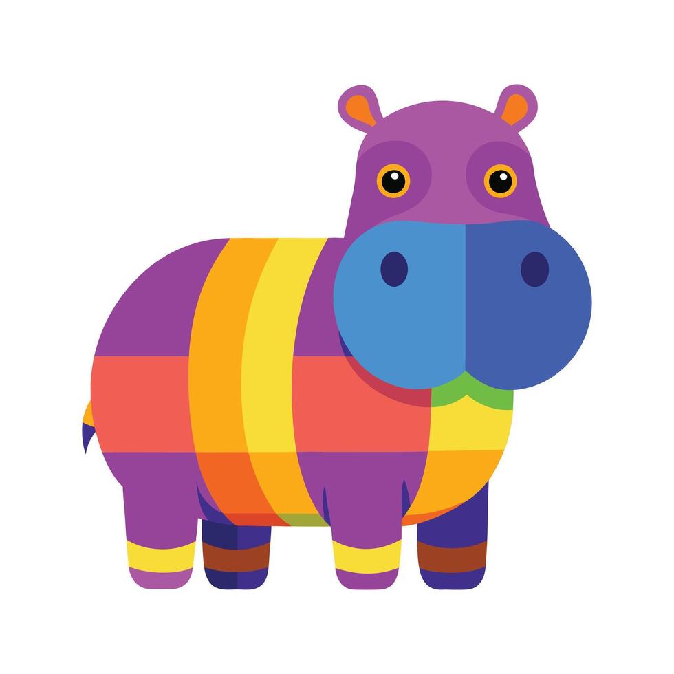 Whimsical Hippopotamus in Colorful Style vector