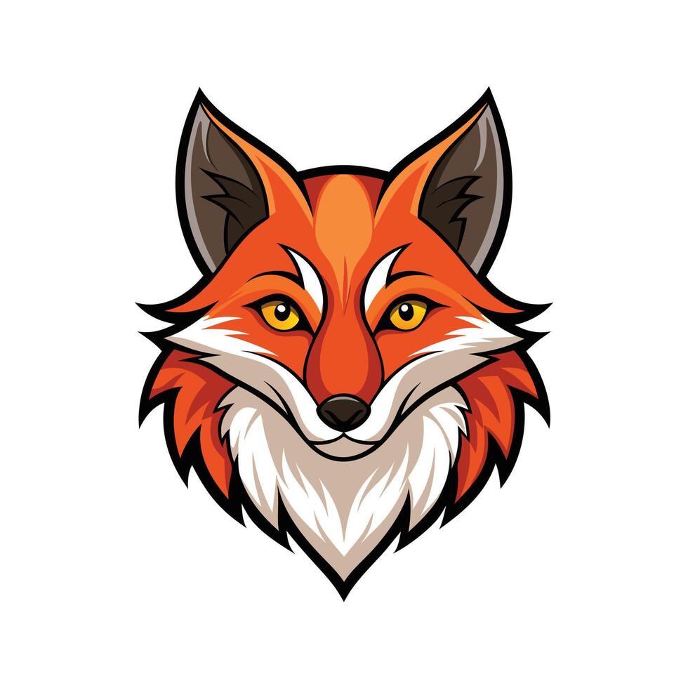 Unique Fox Head in Colorful Illustration Style vector