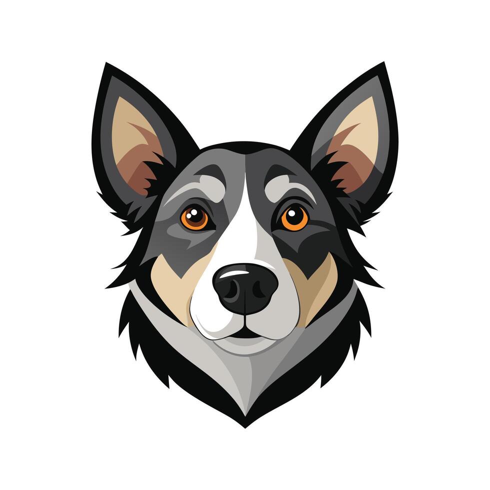 Unique Dog Head in Colorful Illustration vector