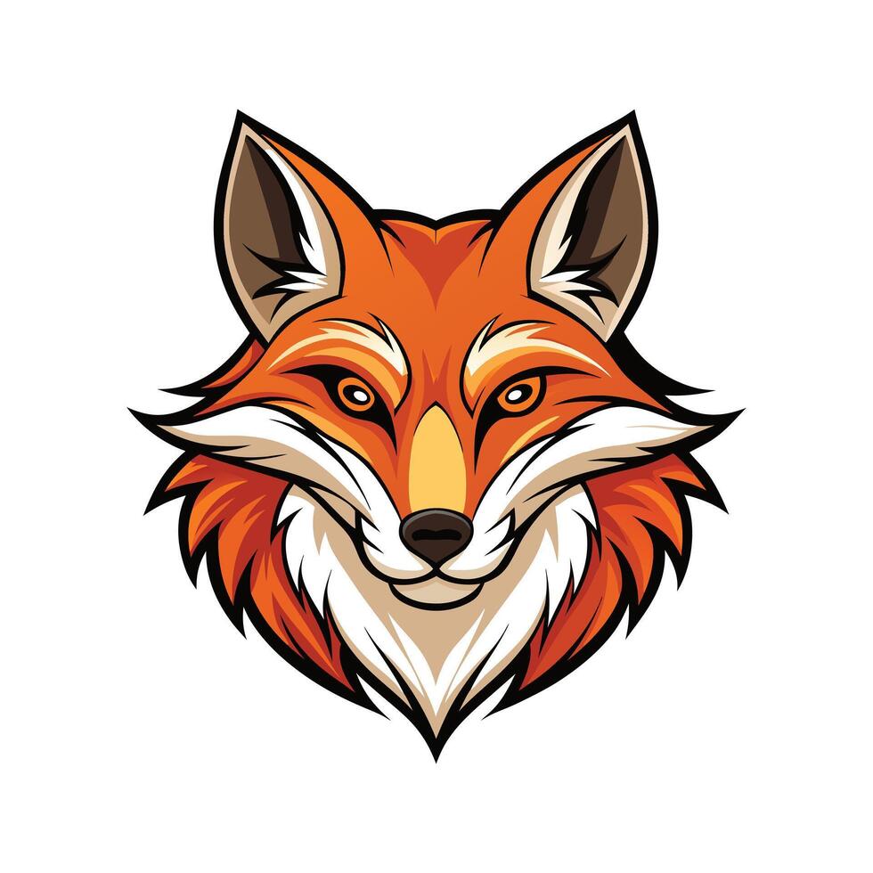 Colorful Fox Head Illustration Design Art vector