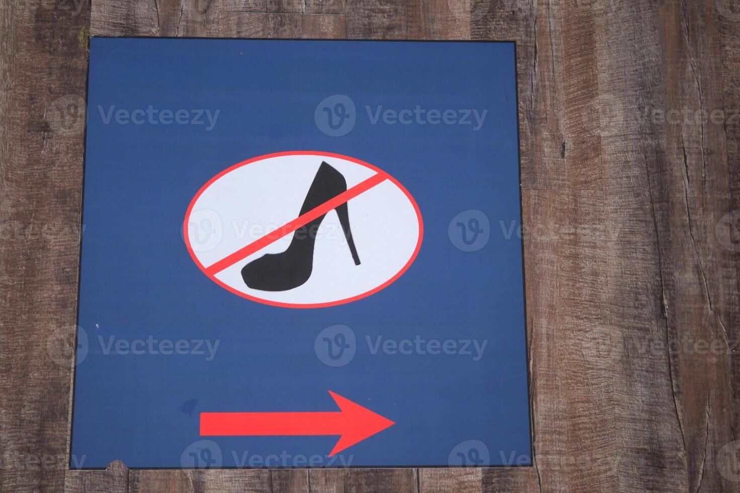 Warning Sign No High Heels Allowed Here Please Follow This Directional Guidance photo